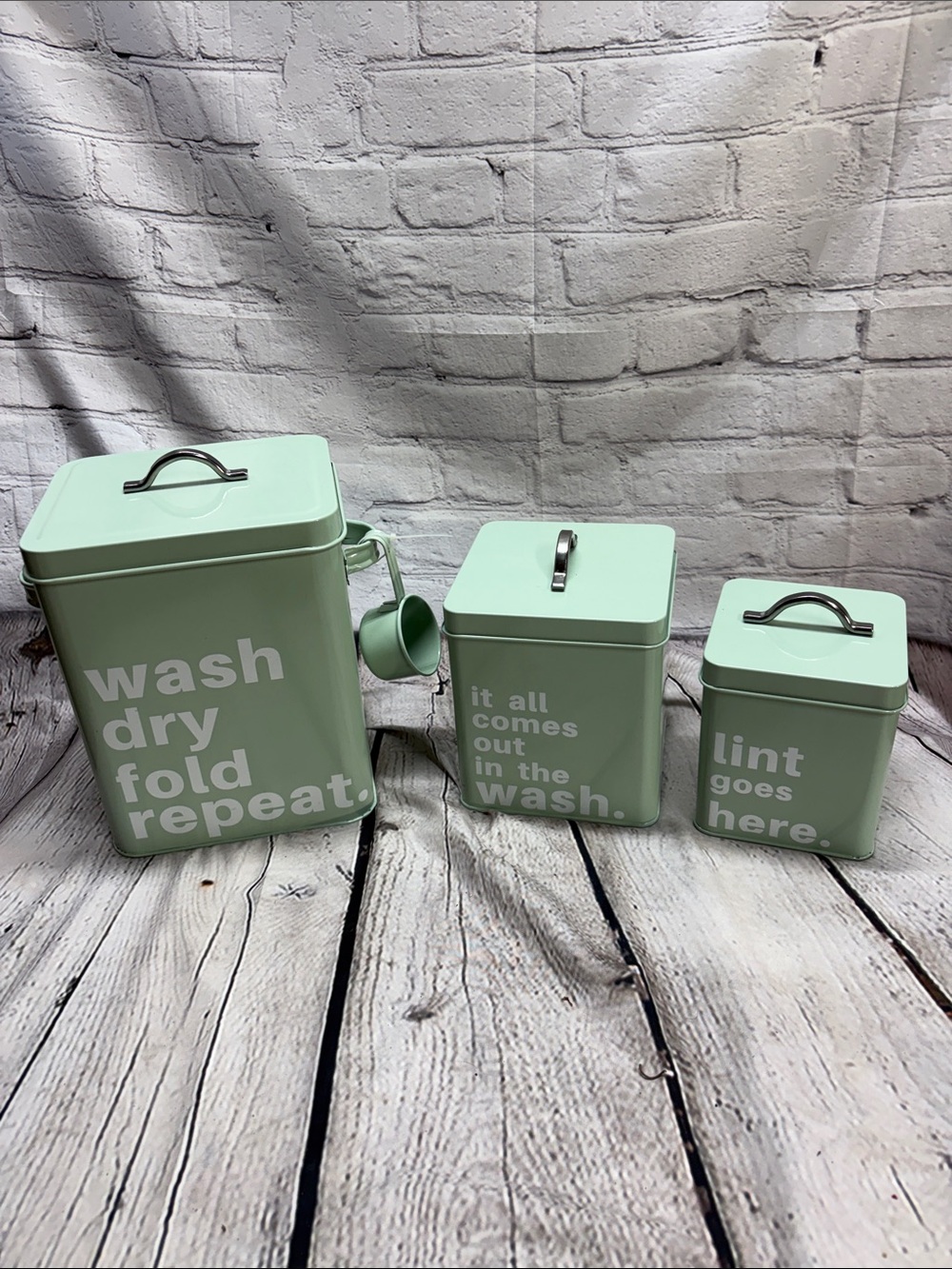Mint Green Laundry Storage Canister Set - 3 Piece